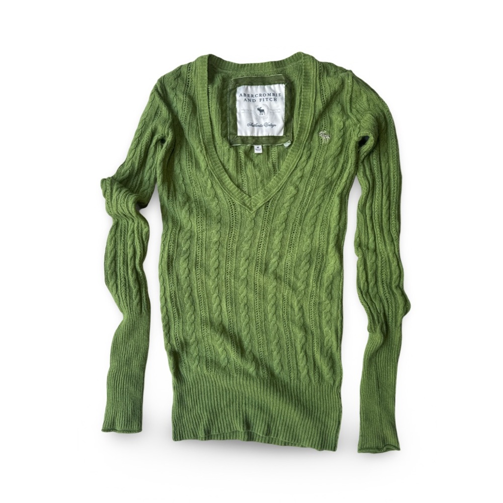 Abercrombie & Fitch Olive V-Neck Sweater